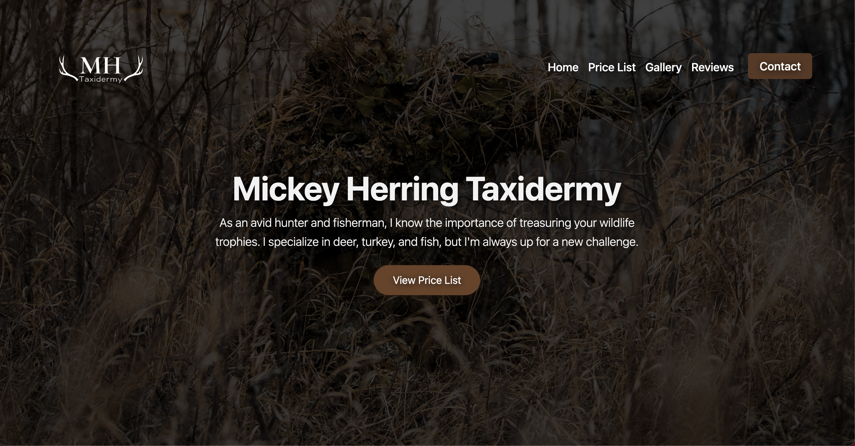 Mickey Herring Taxidermy website preview